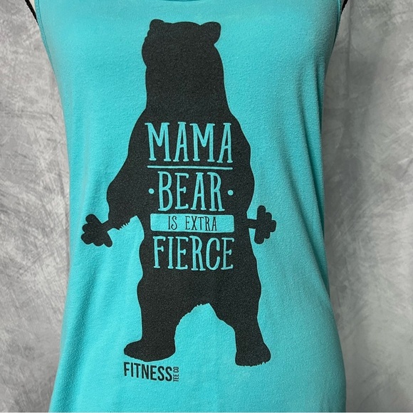 Fitness Tee Co Teal Mama Bear Is Extra Fierce Tank Top - LG - Picture 3 of 9
